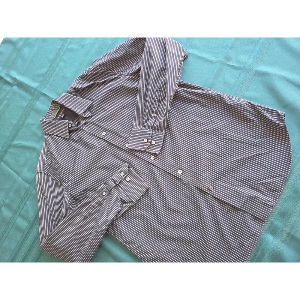 Banana Republic Slim Fit Mens Medium Navy Pinstripe Long Sleeve Button Down
